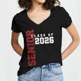 Senior Class Of 2026 Graduation Grad 26 Women's Jersey Short Sleeve Deep V-Neck Tshirt