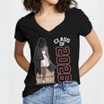Senior Class Of 2026 Melanin Girl 2026 Graduation Women's Jersey Short Sleeve Deep V-Neck Tshirt