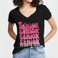 Senior Class Of 2026 Pink Coquette Bow Graduation 2026 Women's Jersey Short Sleeve Deep V-Neck Tshirt