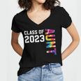 Senior Graduation Class Of 2023 Aunt Senior Tie Dye Women's Jersey Short Sleeve Deep V-Neck Tshirt