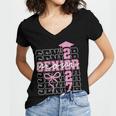 Senior Mom 2027 Class Of 2027 Coquette Bow Graduation 2027 Women's Jersey Short Sleeve Deep V-Neck Tshirt