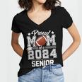 Senior Mom Class Of 2024 Football Proud Mom Graduation Women's Jersey Short Sleeve Deep V-Neck Tshirt