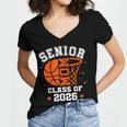 Senior Mom Class Of 2026 Basketball Graduation Women's Jersey Short Sleeve Deep V-Neck Tshirt