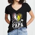 Senior Papa Class Of 2026 Baseball Softball Graduation Heart Women's Jersey Short Sleeve Deep V-Neck Tshirt