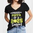 Senior Poppa 2025 Tennis Class Of 2025 Graduation Women's Jersey Short Sleeve Deep V-Neck Tshirt