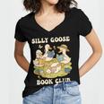 Silly-Goose Book Club Goose And Book Lovers Women's Jersey Short Sleeve Deep V-Neck Tshirt