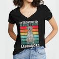 Silver Labrador Retriever Introvert Silver Lab Women's Jersey Short Sleeve Deep V-Neck Tshirt