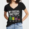 My Social Battery Introverted Low Energy Antisocial Women's Jersey Short Sleeve Deep V-Neck Tshirt