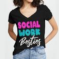 Social Worker Work Coworkers Best Friend Graduation MSW Women's Jersey Short Sleeve Deep V-Neck Tshirt