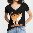 SOCIALLY AWKWARD FUNNY CAT ANTISOCIAL INTROVERT WEIRD Women's Jersey Short Sleeve Deep V-Neck Tshirt SOCIALLY AWKWARD FUNNY CAT ANTISOCIAL INTROVERT WEIRD Women's Jersey Short Sleeve Deep V-Neck Tshirt