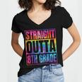 Straight Outta 8th Grade Great Graduation Eighth Grade Women's Jersey Short Sleeve Deep V-Neck Tshirt