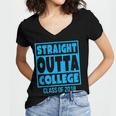 Straight Outta College Class Of 2018 Graduation Shirt Women's Jersey Short Sleeve Deep V-Neck Tshirt