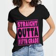 Straight Outta Fifth Grade Graduation Class Women's Jersey Short Sleeve Deep V-Neck Tshirt