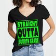Straight Outta Fourth Grade Graduation Class Women's Jersey Short Sleeve Deep V-Neck Tshirt