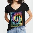 Straight Outta High School Class Of 2022 Graduation Women's Jersey Short Sleeve Deep V-Neck Tshirt