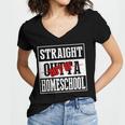 Straight Outta Homeschool Shirt Graduation Women's Jersey Short Sleeve Deep V-Neck Tshirt