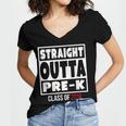 Straight Outta Pre-K Class Of 2018 Shirt Graduation Women's Jersey Short Sleeve Deep V-Neck Tshirt
