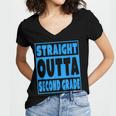 Straight Outta Second Grade Graduation Class Women's Jersey Short Sleeve Deep V-Neck Tshirt