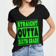Straight Outta Sixth Grade Graduation Class Women's Jersey Short Sleeve Deep V-Neck Tshirt