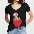 Strawberry Shortcake Sitting On Strawberry Retro Nostalgia Women's Jersey Short Sleeve Deep V-Neck Tshirt