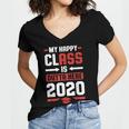 Student Graduation 2020 Tee My Happy Class Is Outta Here Women's Jersey Short Sleeve Deep V-Neck Tshirt