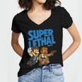 Super Lethal Cute Nostalgia Women's Jersey Short Sleeve Deep V-Neck Tshirt Super Lethal Cute Nostalgia Women's Jersey Short Sleeve Deep V-Neck Tshirt