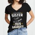 Super Proud Sister Of A 2019 Graduate Shirt Graduation Women's Jersey Short Sleeve Deep V-Neck Tshirt