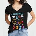 I Survived 5th Grade Graduation Class 2023 Elementary Women's Jersey Short Sleeve Deep V-Neck Tshirt