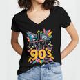 I Survived The 90s – Cute Retro Cartoon Nostalgia Women's Jersey Short Sleeve Deep V-Neck Tshirt