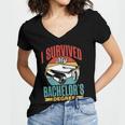 I Survived My Bachelor's Degree Party Bachelor Graduation Women's Jersey Short Sleeve Deep V-Neck Tshirt