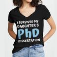 i Survived My Daughters Phd Dissertation College Graduation Women's Jersey Short Sleeve Deep V-Neck Tshirt