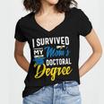 i Survived My Moms Doctoral Degree Graduation Gifts Women's Jersey Short Sleeve Deep V-Neck Tshirt