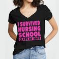 I Survived Nursing School Class Of 2018 Graduation Shirt Women's Jersey Short Sleeve Deep V-Neck Tshirt