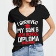 I Survived My Son's High School Diploma Graduation Women's Jersey Short Sleeve Deep V-Neck Tshirt