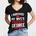 I Survived My Wife's Master's Degree Graduation Women's Jersey Short Sleeve Deep V-Neck Tshirt