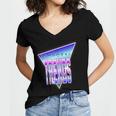 Temporal Trends Vaporwave Style Retro Nostalgia Look Women's Jersey Short Sleeve Deep V-Neck Tshirt Temporal Trends Vaporwave Style Retro Nostalgia Look Women's Jersey Short Sleeve Deep V-Neck Tshirt