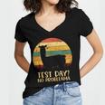Test Day No Probllama Silhouette Teacher Student Graduation Women's Jersey Short Sleeve Deep V-Neck Tshirt