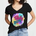 Totally 80's Tie Dye Retro Vibes 1980s Style Nostalgia Women's Jersey Short Sleeve Deep V-Neck Tshirt Totally 80's Tie Dye Retro Vibes 1980s Style Nostalgia Women's Jersey Short Sleeve Deep V-Neck Tshirt