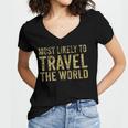Travel Themed Graduation Tshirt Women's Jersey Short Sleeve Deep V-Neck Tshirt