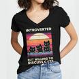 Unique Art For Introverted Cat Fans -Adults Cat Humorous Introvert Small Women's Jersey Short Sleeve Deep V-Neck Tshirt Unique Art For Introverted Cat Fans -Adults Cat Humorous Introvert Small Women's Jersey Short Sleeve Deep V-Neck Tshirt