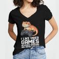 I Like Video Games Bearded Dragon Gamer Introvert Mood Women's Jersey Short Sleeve Deep V-Neck Tshirt I Like Video Games Bearded Dragon Gamer Introvert Mood Women's Jersey Short Sleeve Deep V-Neck Tshirt