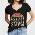 Vintage Class Of 2001 25 Years Later Reunion 25th Graduation Women's Jersey Short Sleeve Deep V-Neck Tshirt