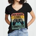 Vintage Class Of 2024 High School Graduation Student Women's Jersey Short Sleeve Deep V-Neck Tshirt