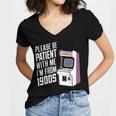 Vintage Gaming Please Be Patient With Me I'm From The 1900s Women's Jersey Short Sleeve Deep V-Neck Tshirt Vintage Gaming Please Be Patient With Me I'm From The 1900s Women's Jersey Short Sleeve Deep V-Neck Tshirt