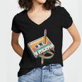 Vintage Pencil Rewind Cassette Tape Nostalgia Party 80s 90s Women's Jersey Short Sleeve Deep V-Neck Tshirt