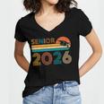Vintage Senior 2026 Graduate Class Of 2026 Graduation Grad Women's Jersey Short Sleeve Deep V-Neck Tshirt