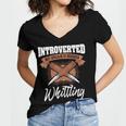 Whittling Hobby Woodcarve Introverted Wood Artist Whittler Women's Jersey Short Sleeve Deep V-Neck Tshirt Whittling Hobby Woodcarve Introverted Wood Artist Whittler Women's Jersey Short Sleeve Deep V-Neck Tshirt