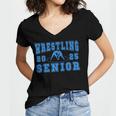Wrestling Senior Night Wrestling Senior 2025 Graduation 44 Women's Jersey Short Sleeve Deep V-Neck Tshirt