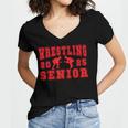 Wrestling Senior Night Wrestling Senior 2025 Graduation 7 Women's Jersey Short Sleeve Deep V-Neck Tshirt