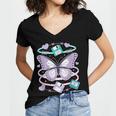Y2K Butterfly Floppy Disk Art Digital Nostalgia Women's Jersey Short Sleeve Deep V-Neck Tshirt Y2K Butterfly Floppy Disk Art Digital Nostalgia Women's Jersey Short Sleeve Deep V-Neck Tshirt